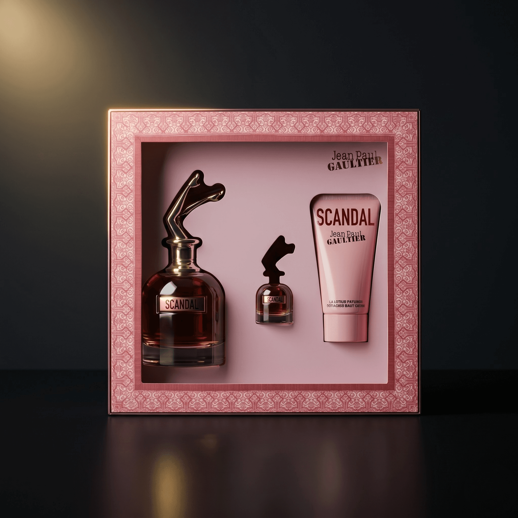 Kit Jean Paul Gaultier Scandal com eau de parfum, miniatura e loção corporal