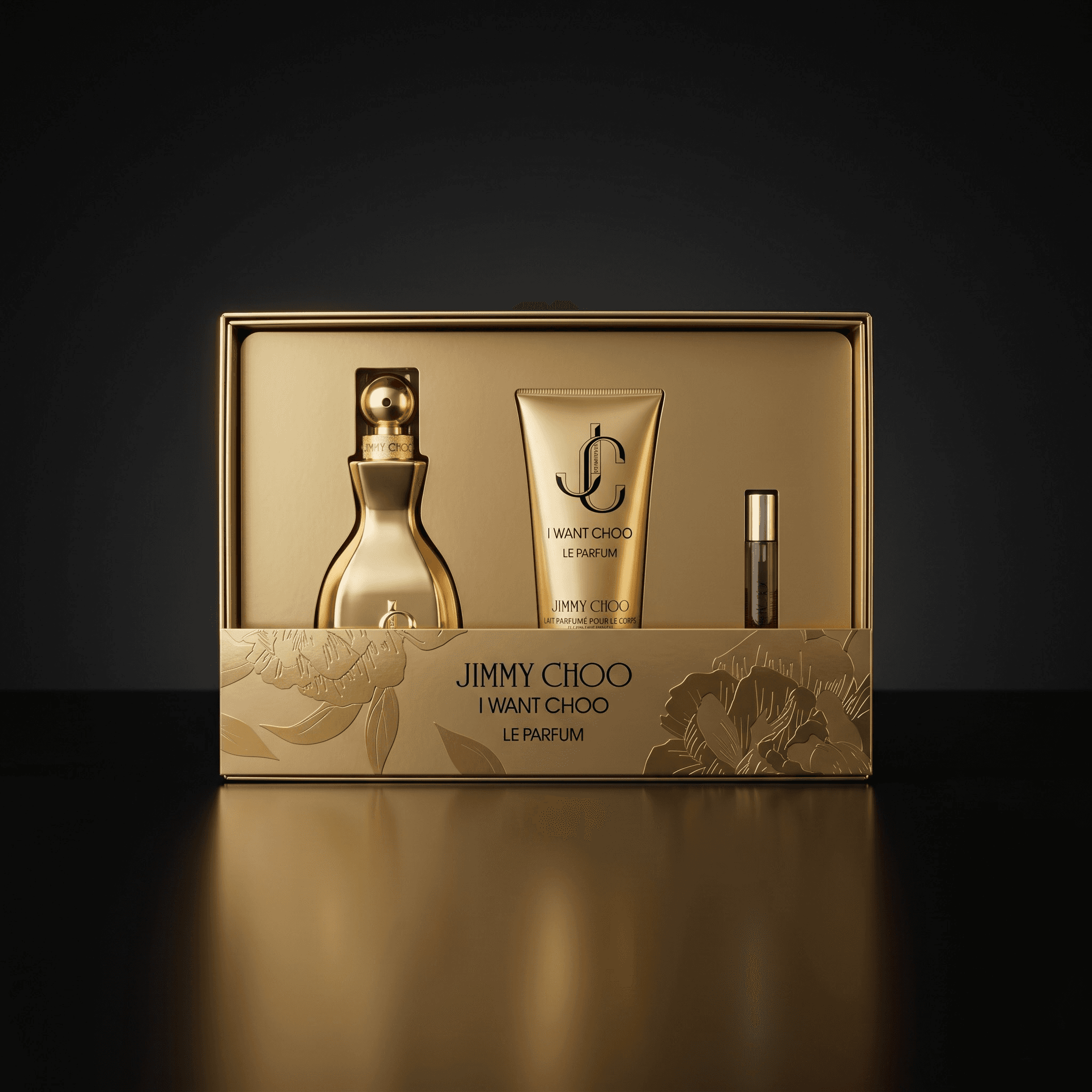 Kit Jimmy Choo I Want Choo Le Parfum com eau de parfum, loção corporal e travel spray