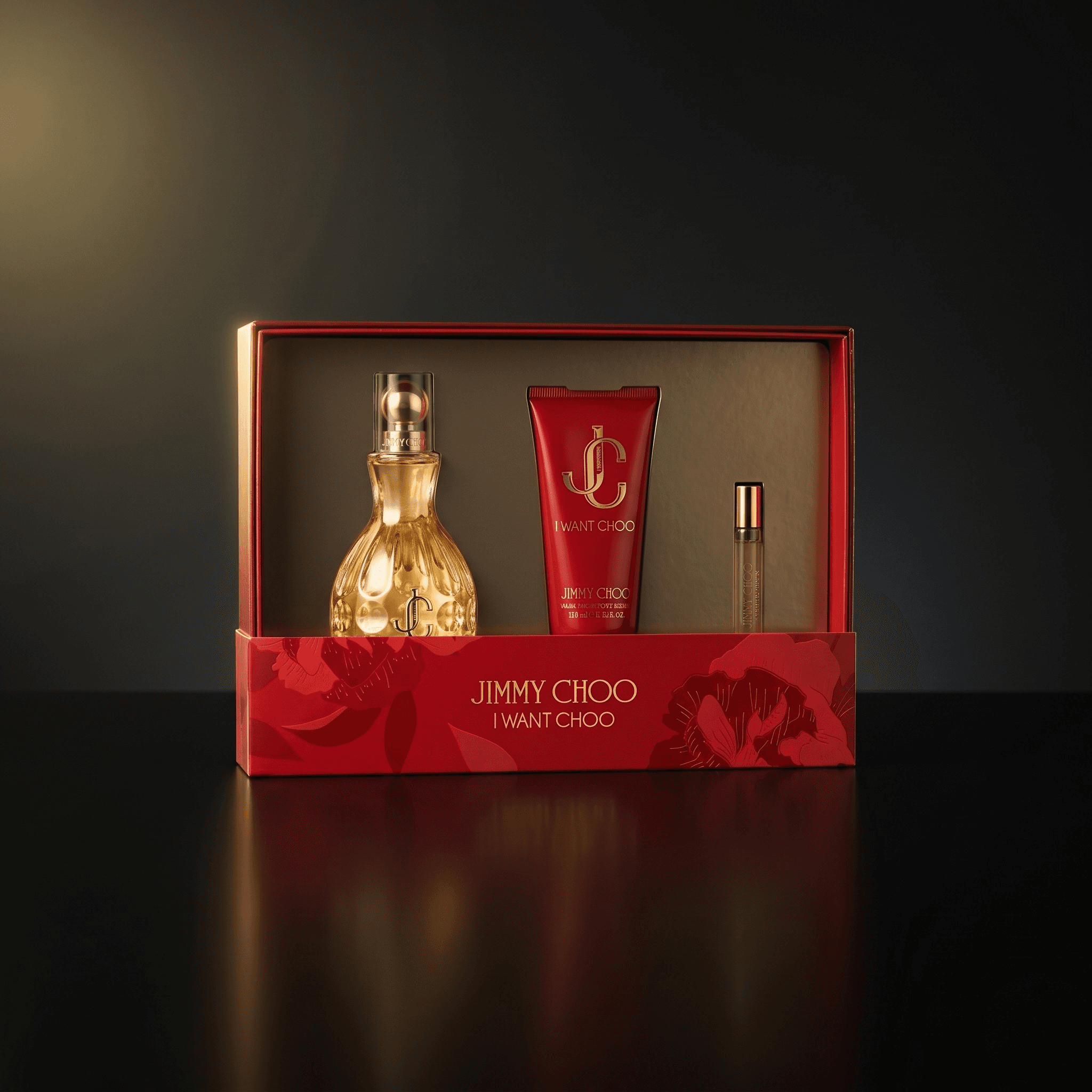 Kit Jimmy Choo I Want Choo com eau de parfum, loção corporal e travel spray