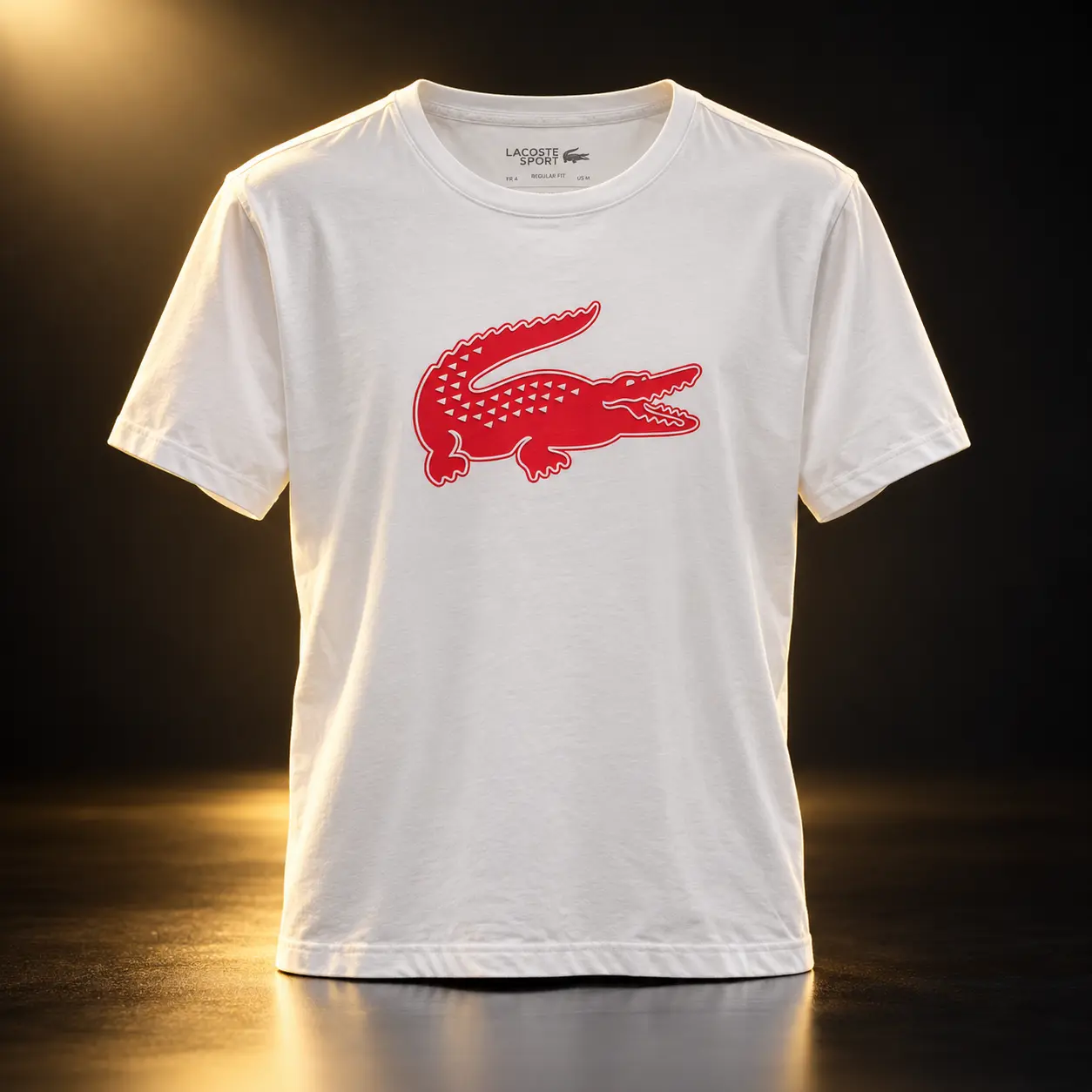 Camiseta Lacoste branca com crocodilo vermelho
