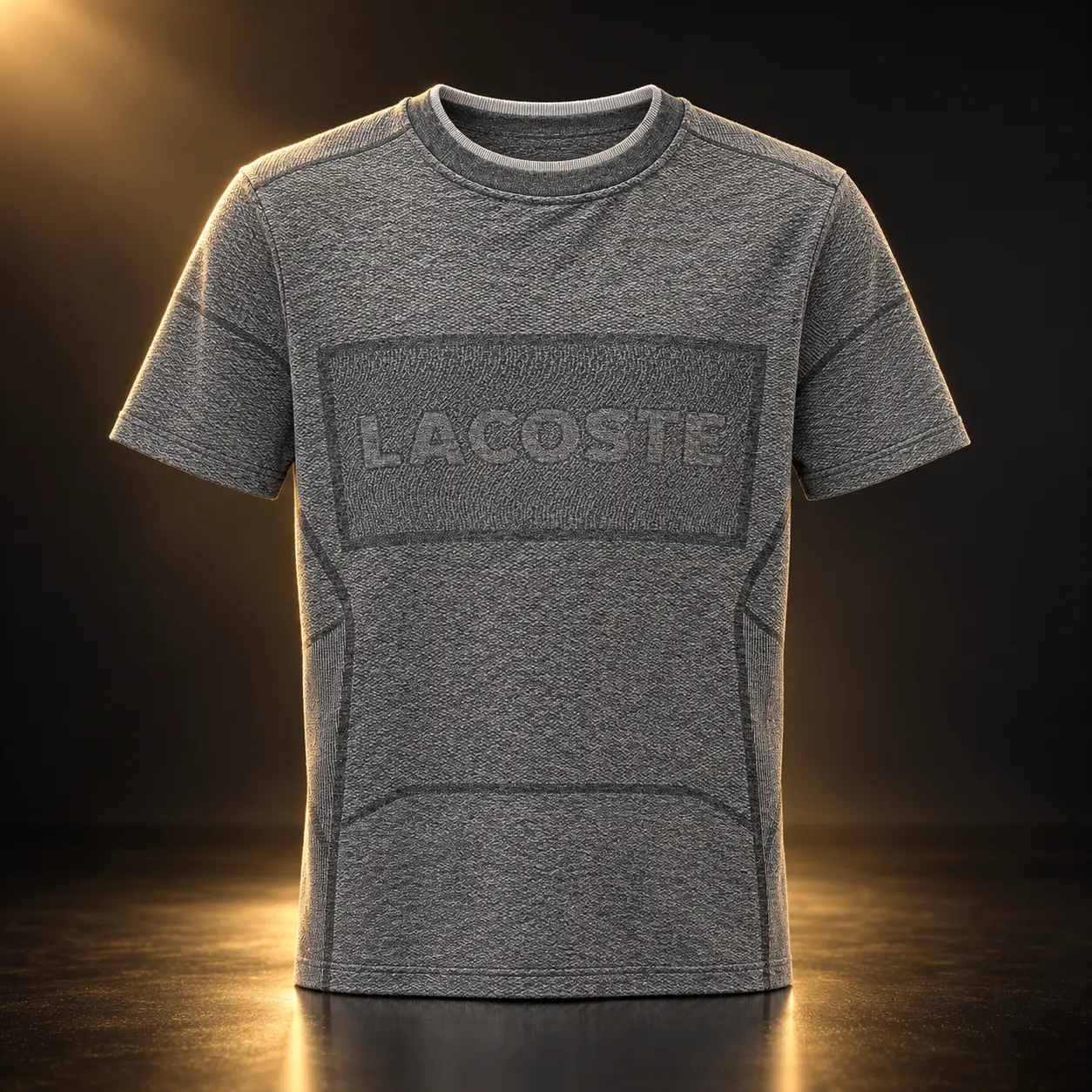 Camiseta Lacoste cinza com logo em relevo