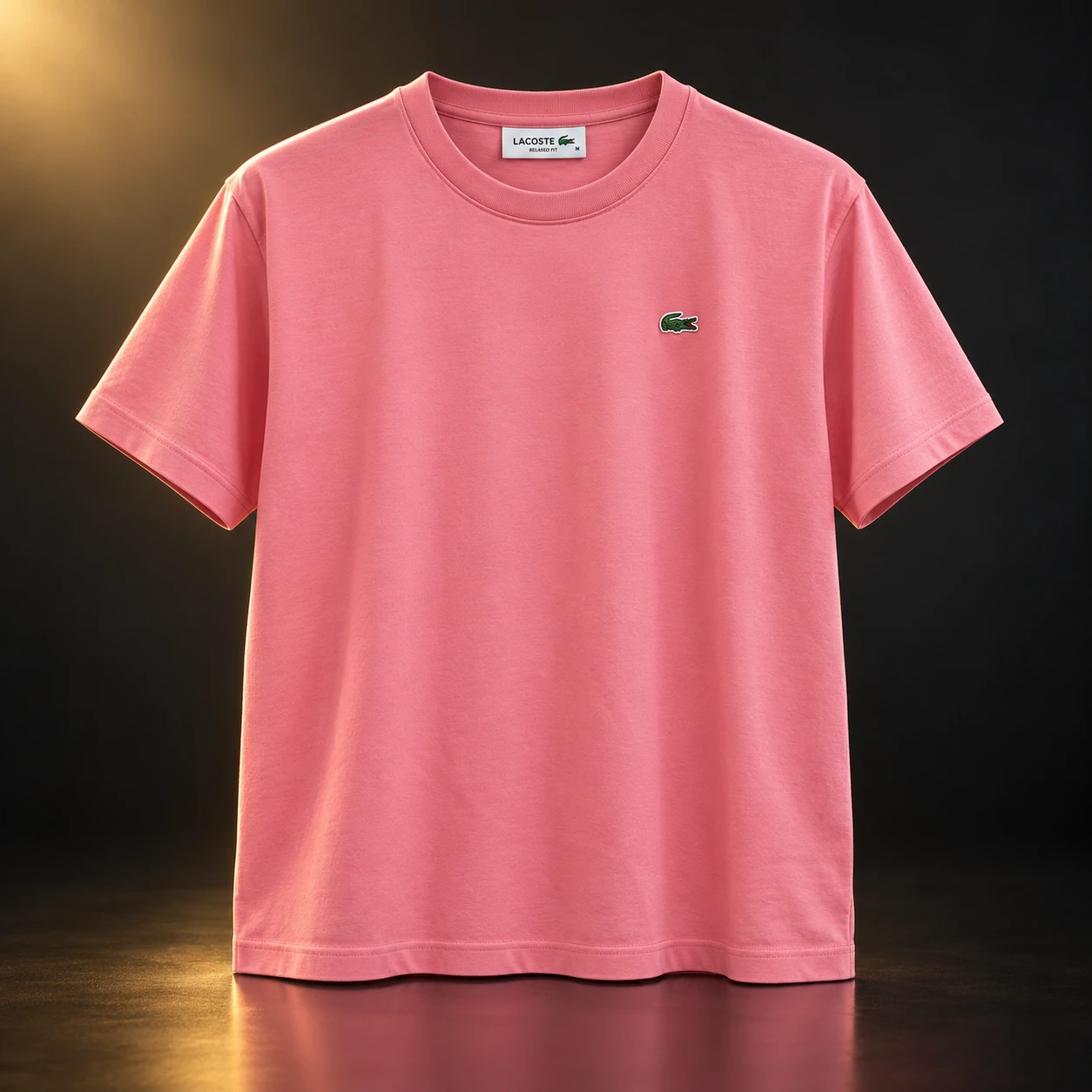 Camiseta Lacoste rosa de corte amplo