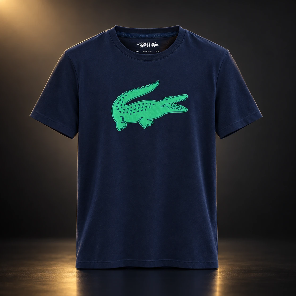 Camiseta Lacoste marinho com crocodilo verde