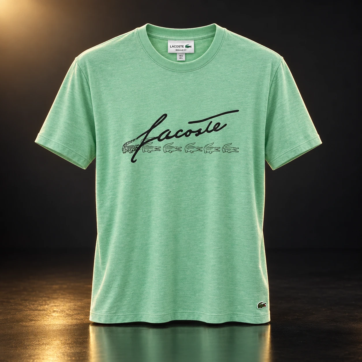 Camiseta Lacoste verde-clara com assinatura