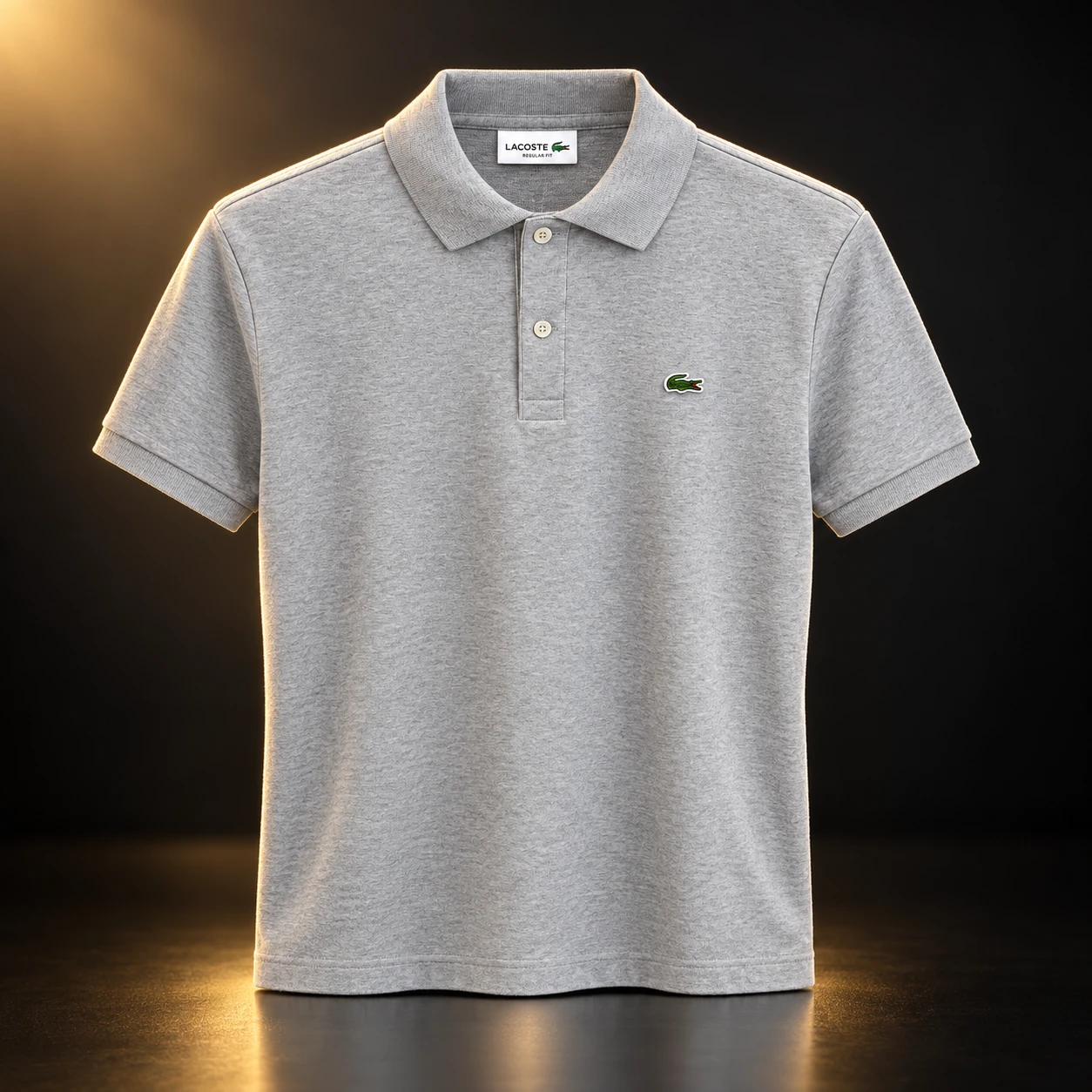 Polo Lacoste cinza mescla