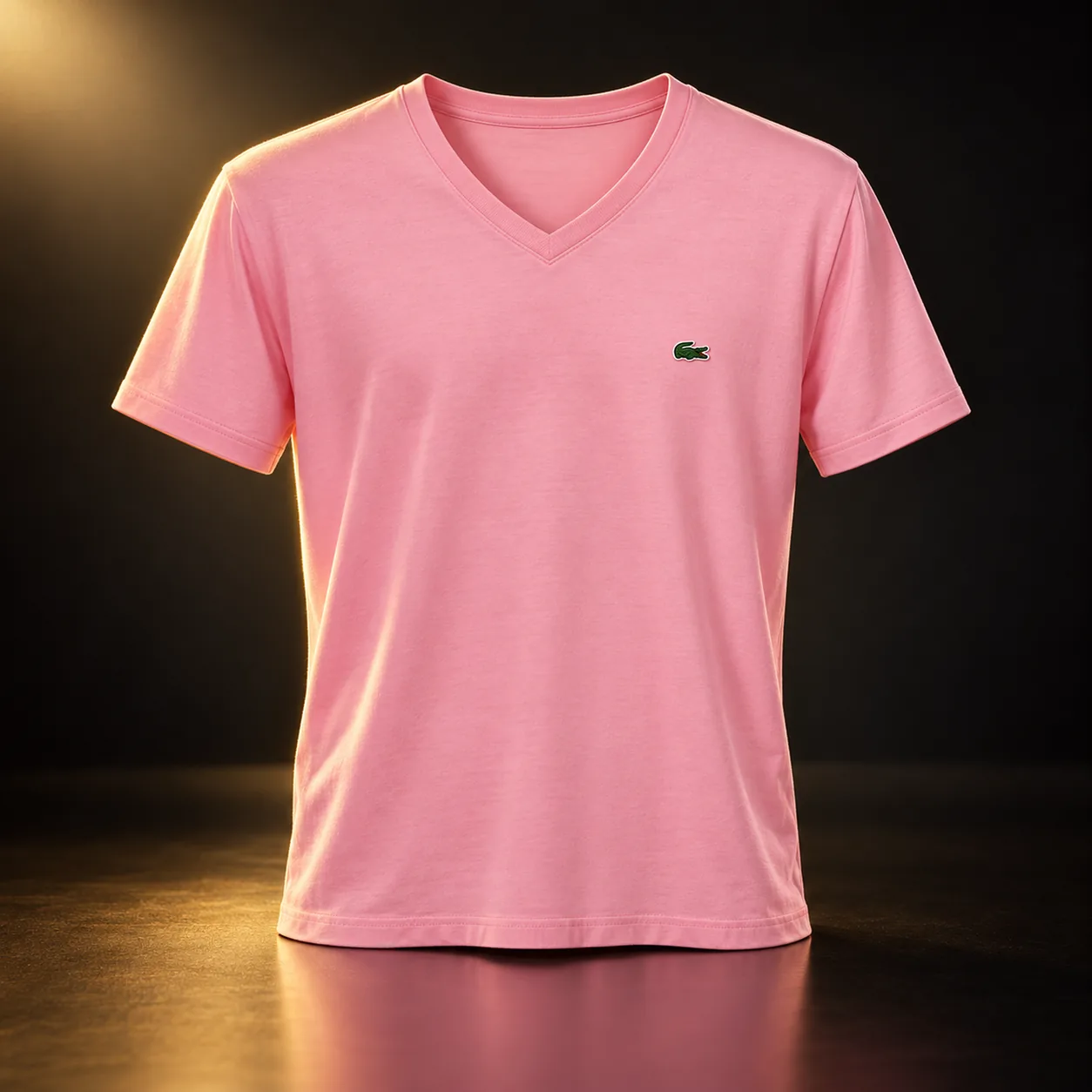 Camiseta Lacoste gola V rosa