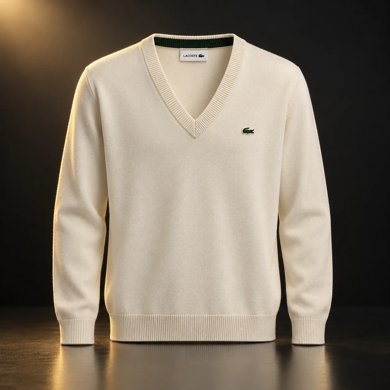 Suéter Lacoste off-white gola V