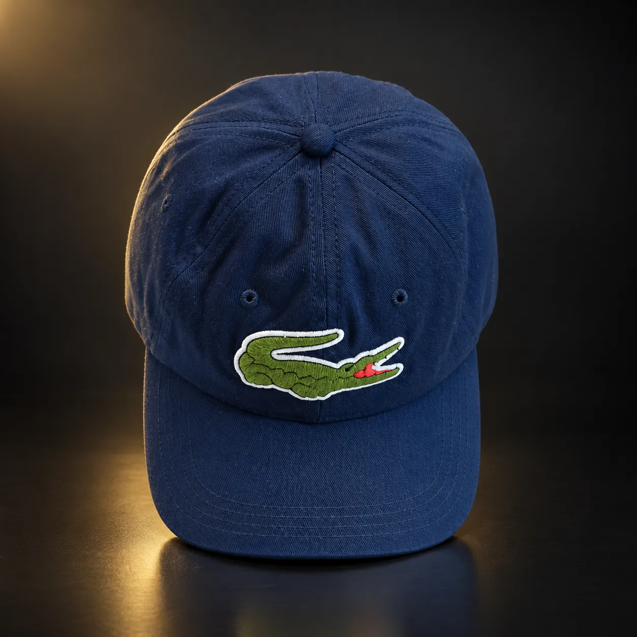 Boné Lacoste azul-marinho com crocodilo grande