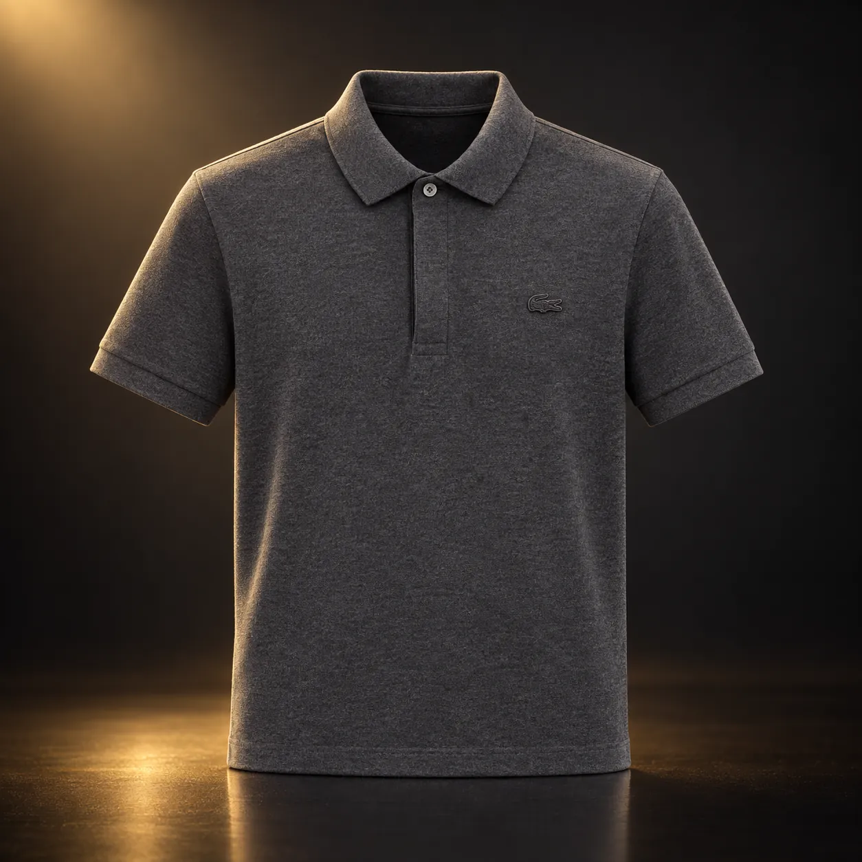 Polo Lacoste cinza-chumbo mescla