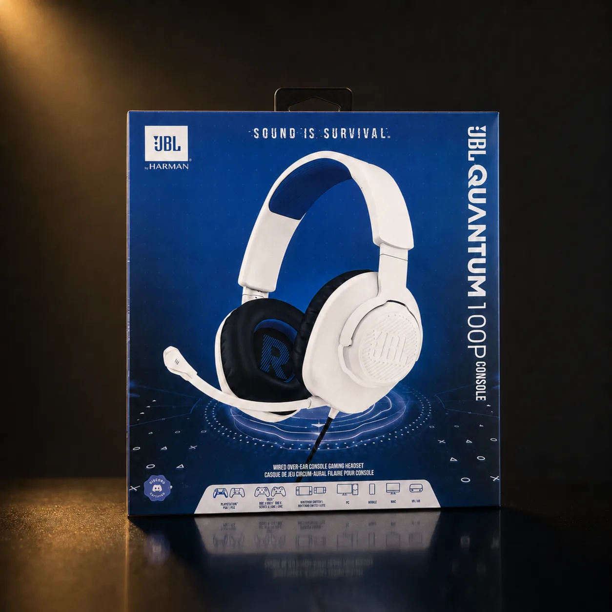 JBL Quantum 100P Fone Gamer com Fio Branco
