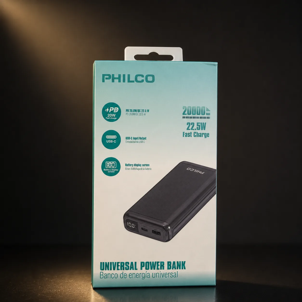 Power Bank Philco 20000mAh 22.5W Fast Charge Preto