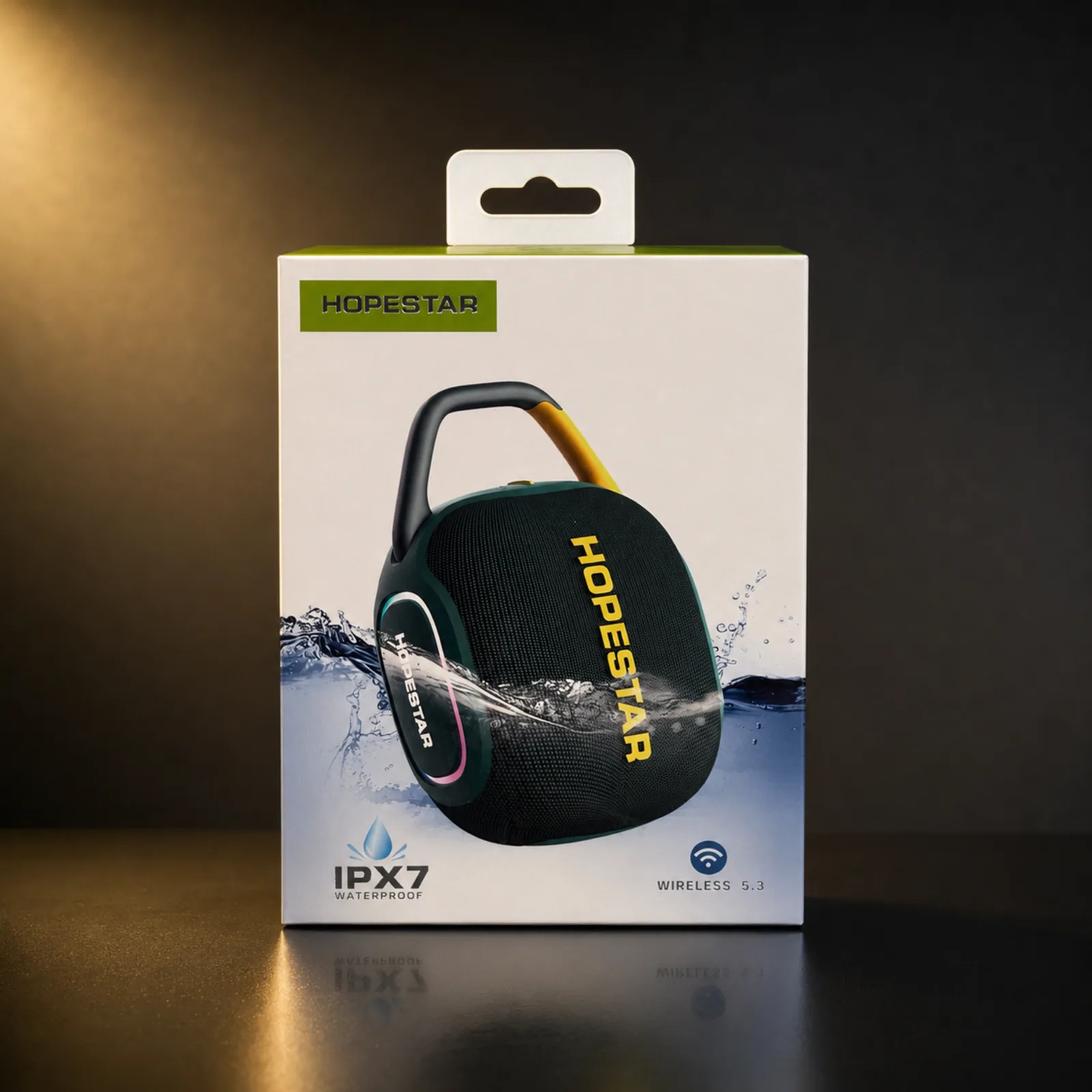 Caixa de Som Hopestar H67 Bluetooth Portátil 30W IPX7 à Prova d'Água Wireless 5.3 com Alça e LED RGB Verde