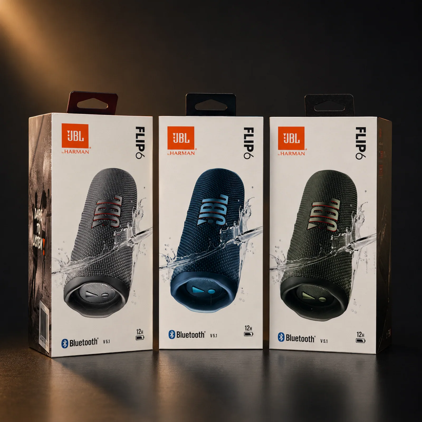 Caixa de Som JBL Flip 6 Bluetooth Portátil (kit 3 cores: Cinza, Azul e Verde)