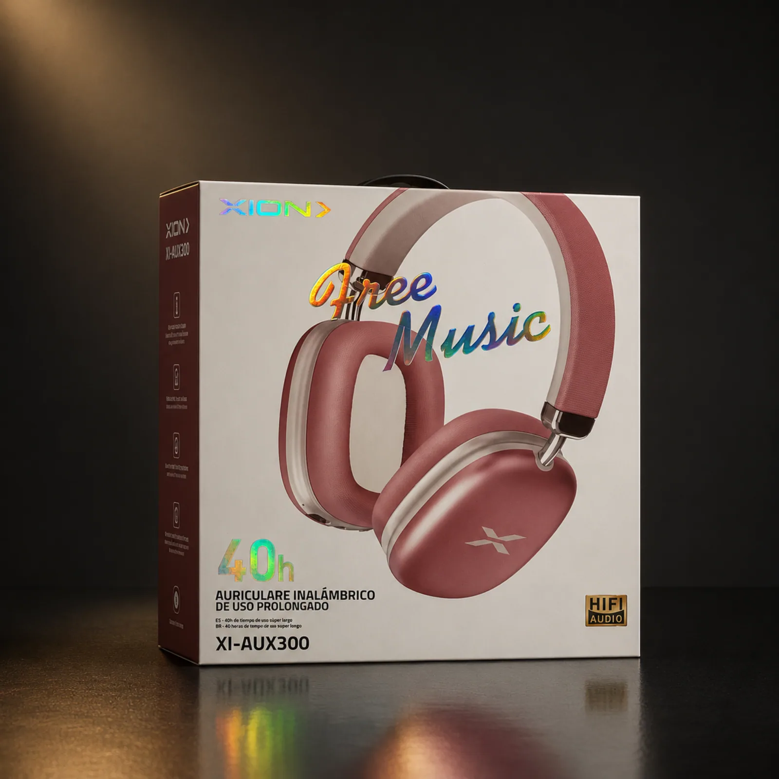 Fone de Ouvido Xion XI-AUX300 Free Music Bluetooth 40h HiFi Rosa