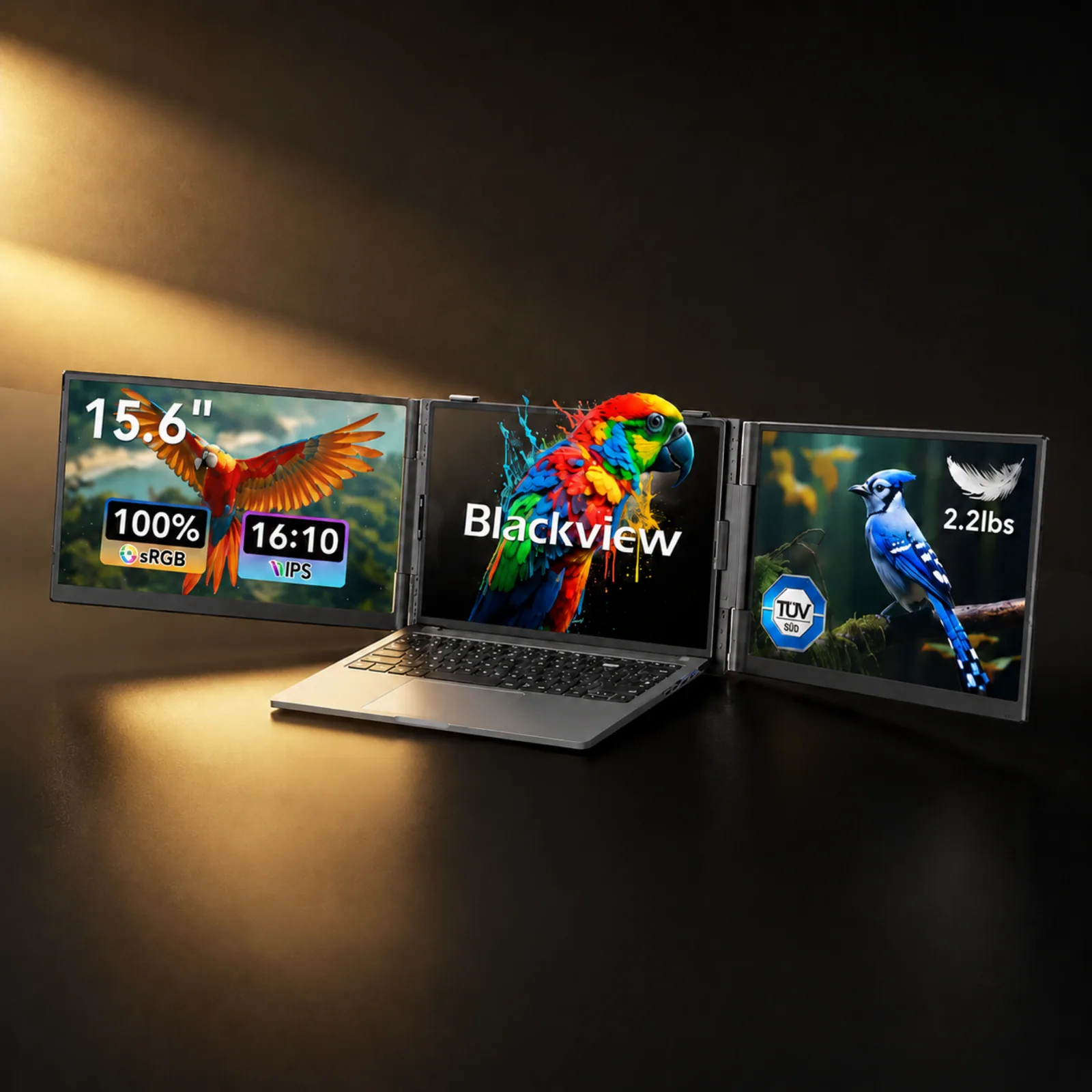 Monitor Portátil Blackview Triple Screen Extender 15.6'' FHD IPS para Notebook