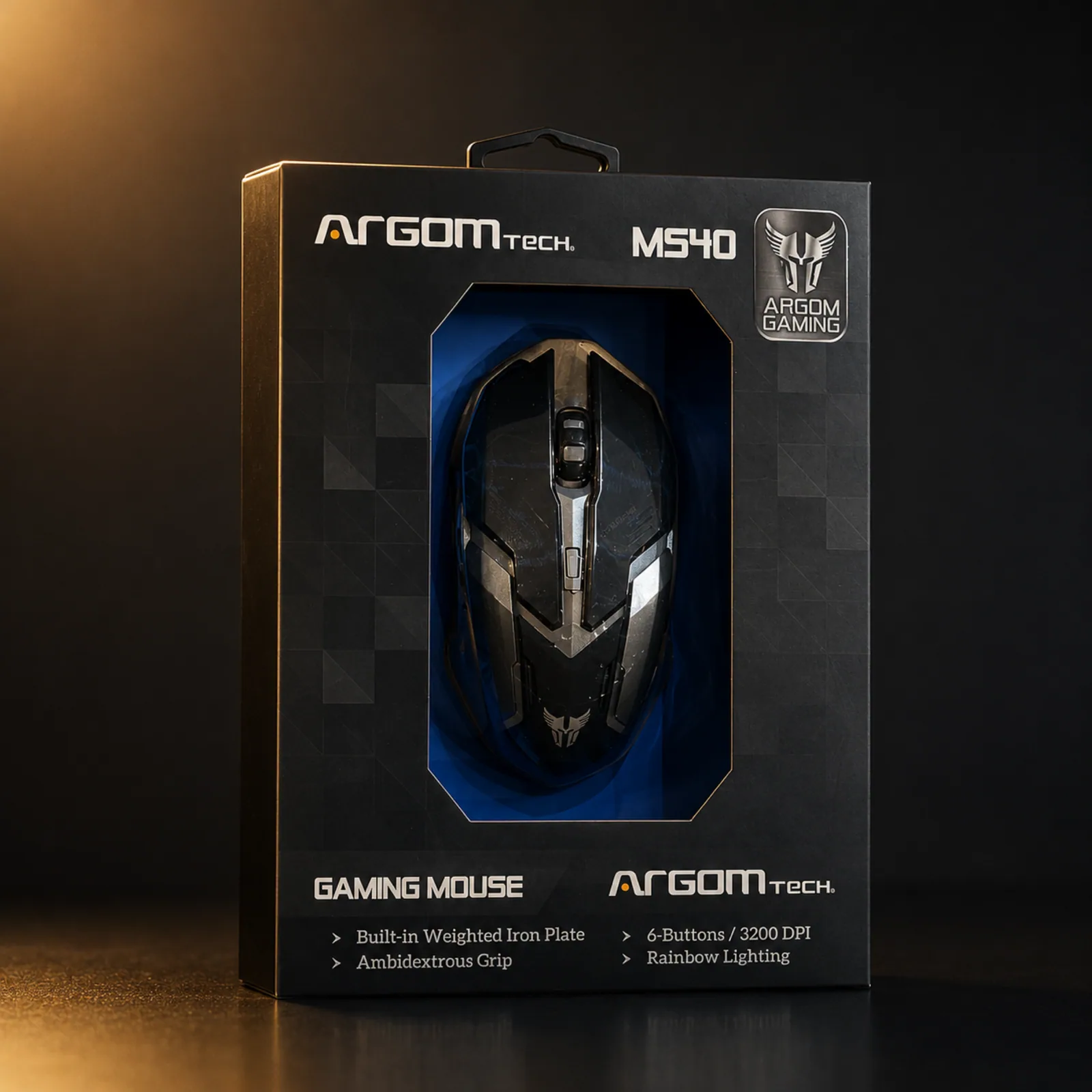 Mouse Gamer Argom Tech MS40 Gaming 3200 DPI 6 Botoes RGB Rainbow