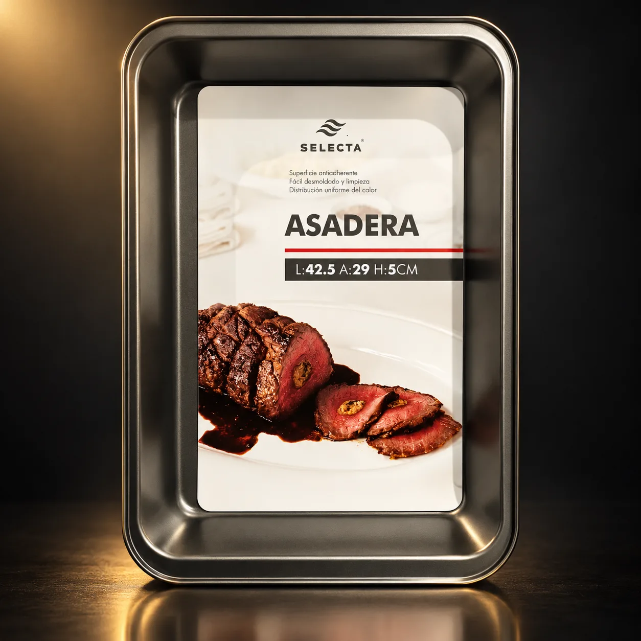 Assadeira Selecta antiaderente retangular 42 x 29 x 5 cm