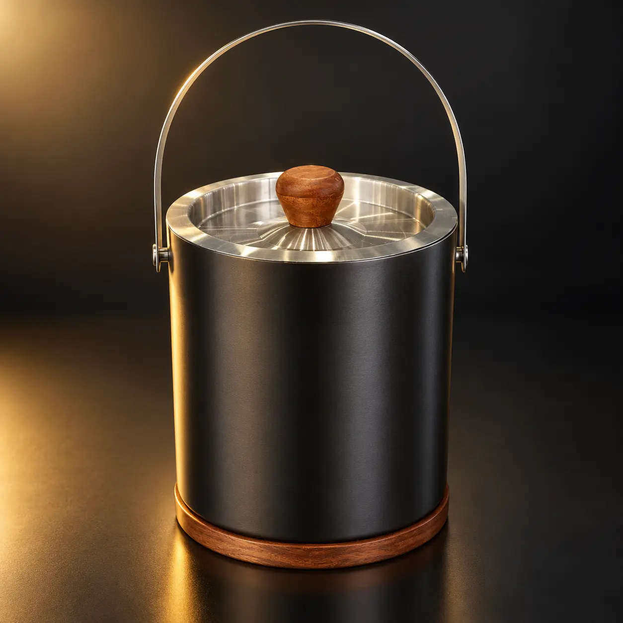 Balde de gelo Selecta inox parede dupla preto fosco 15 cm