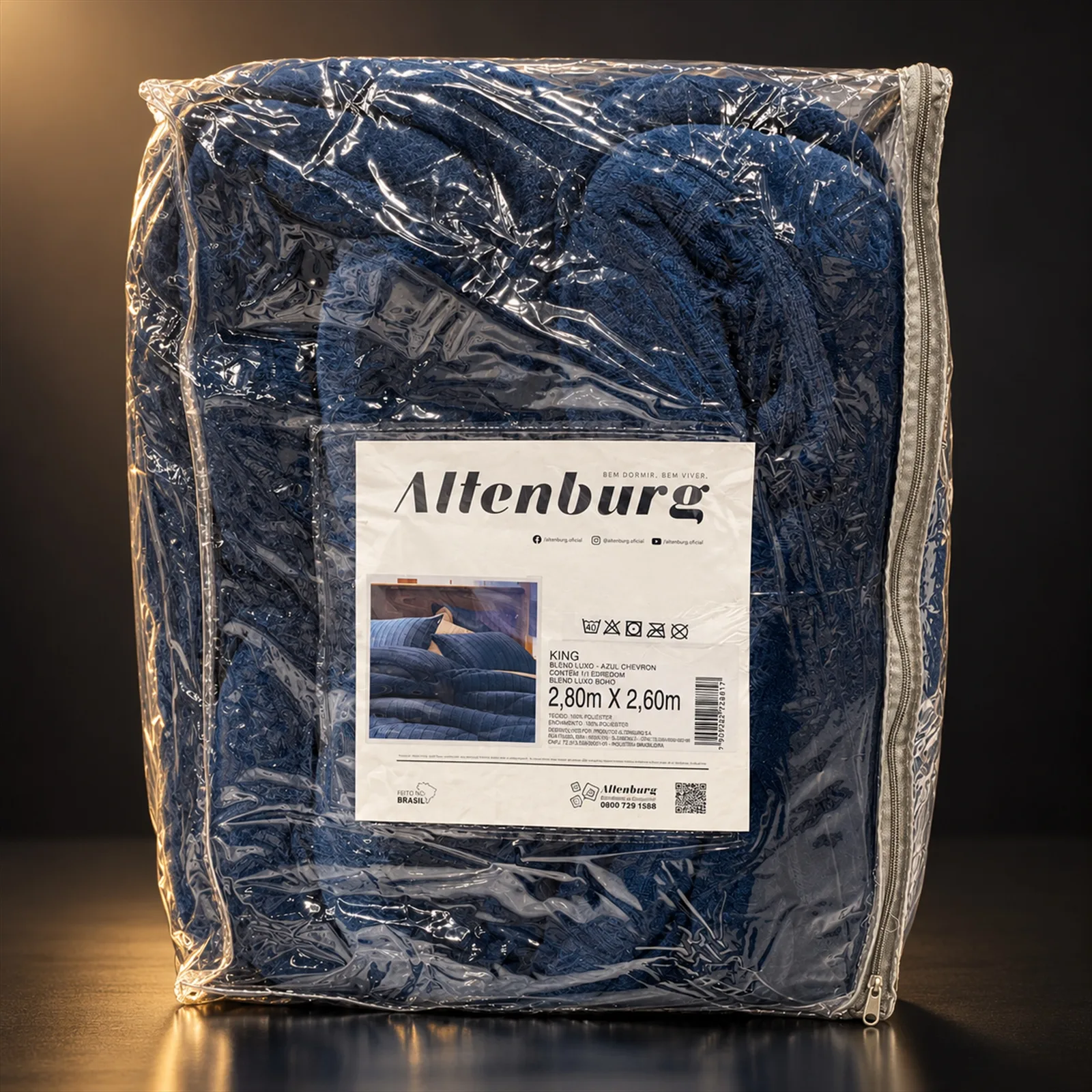 Edredom Altenburg Blend Luxo Boho azul chevron king 2