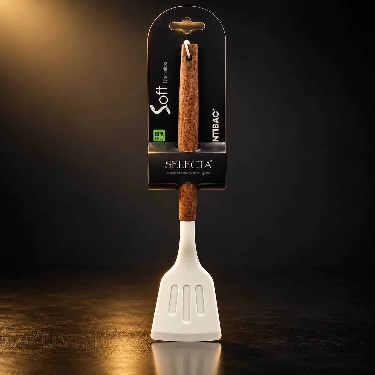 Espátula de silicone Selecta cabo acácia 31 cm
