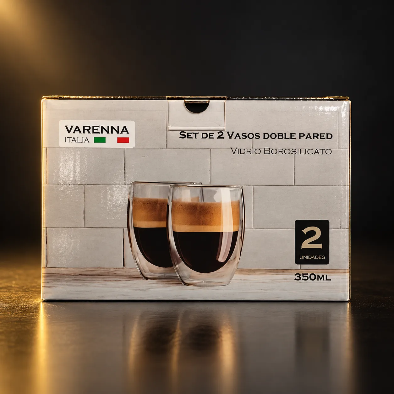 Jogo 2 copos Varenna borossilicato parede dupla 350 ml