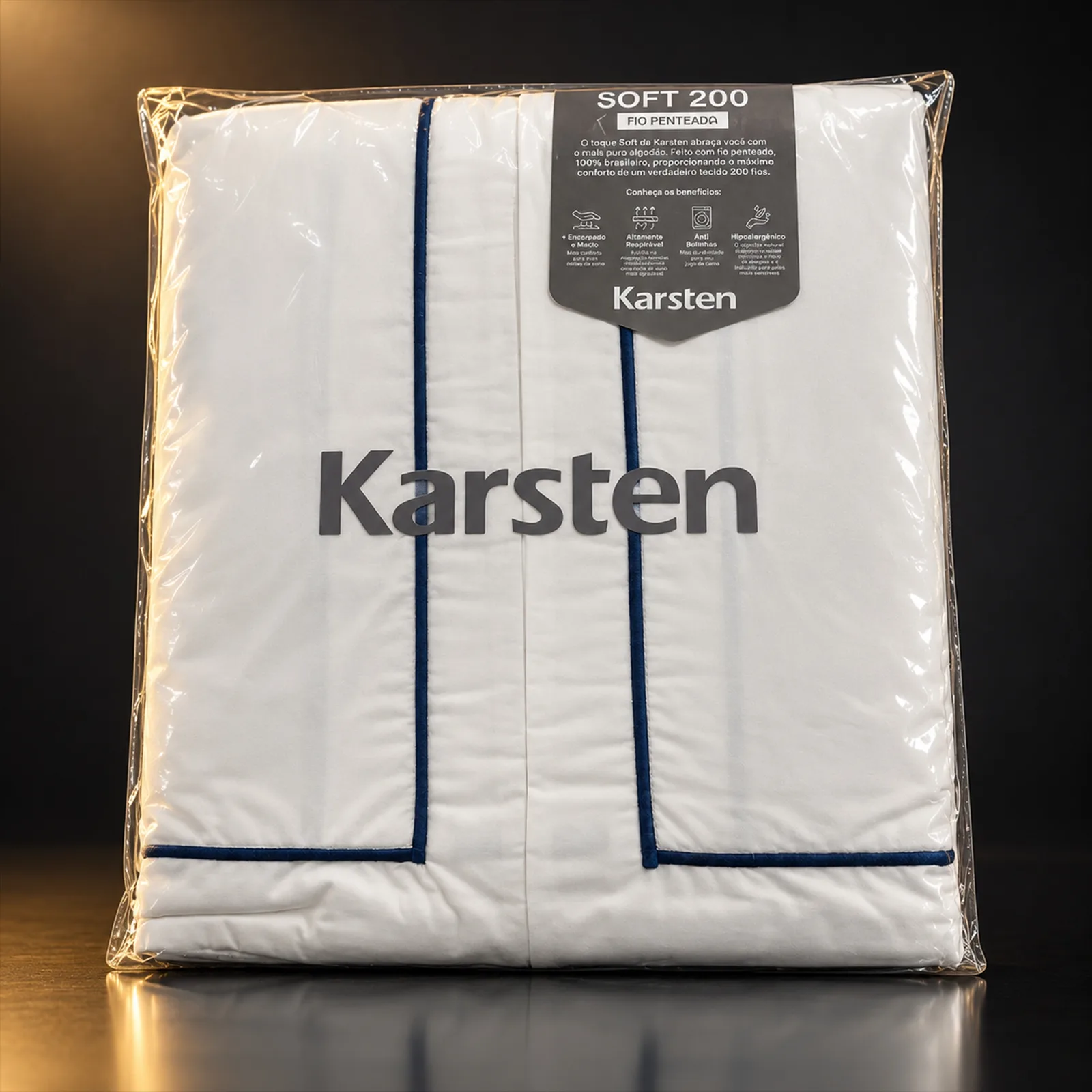 Jogo de Cama Karsten Deliz Branco/Azul King 4 Peças