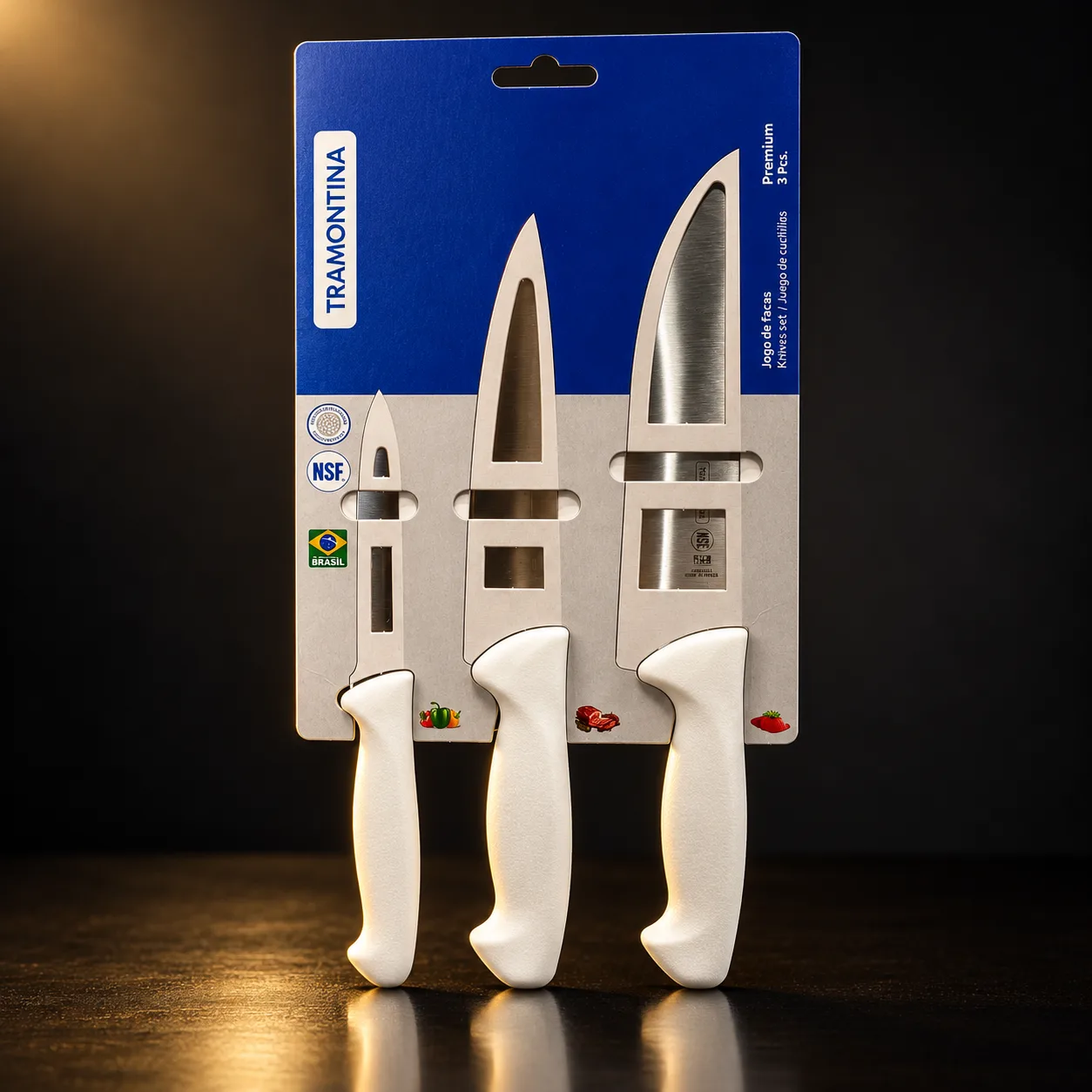 Jogo de facas Tramontina Premium 3 peças branco