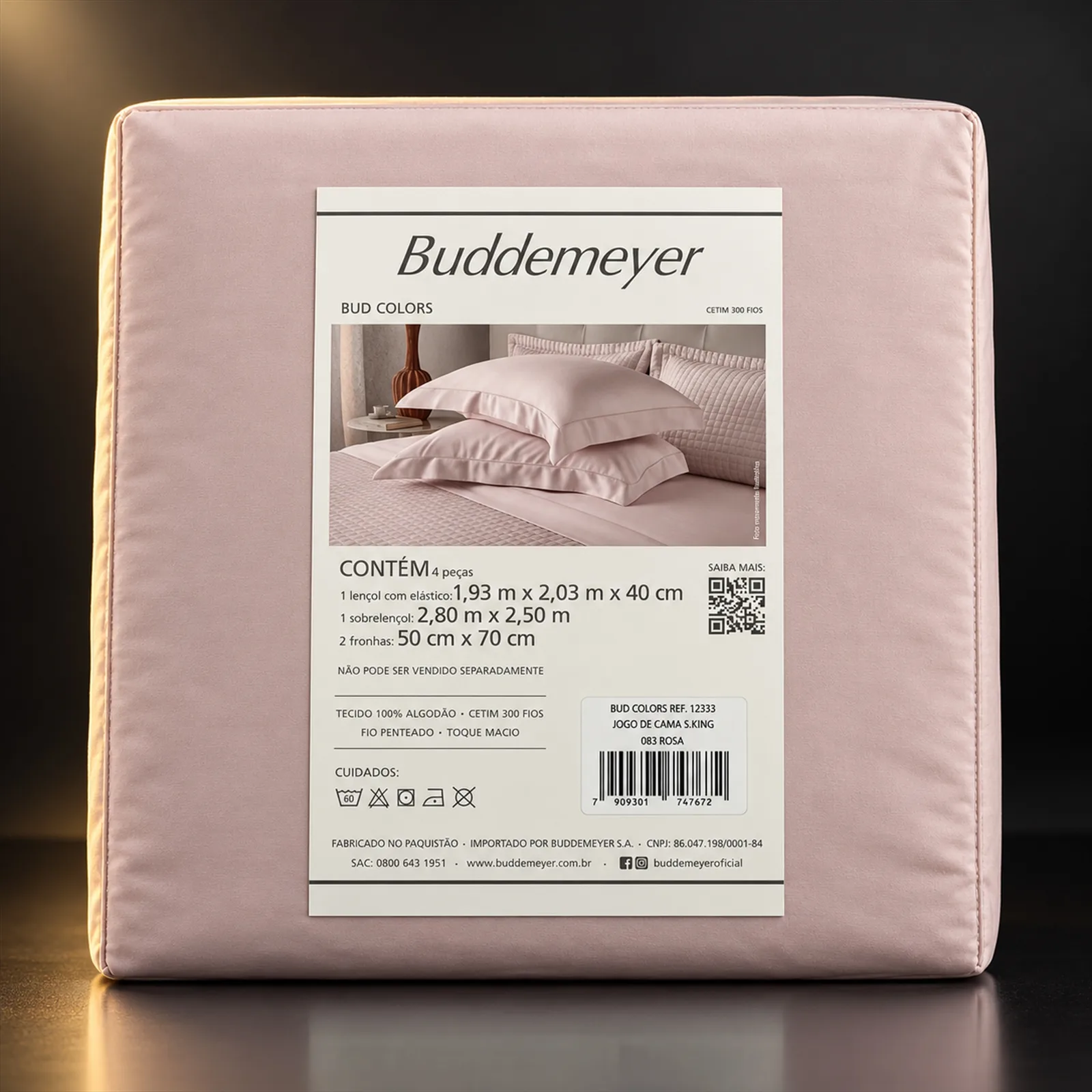 Jogo de lençol Buddemeyer Vision New Colors super king 300 fios rosa