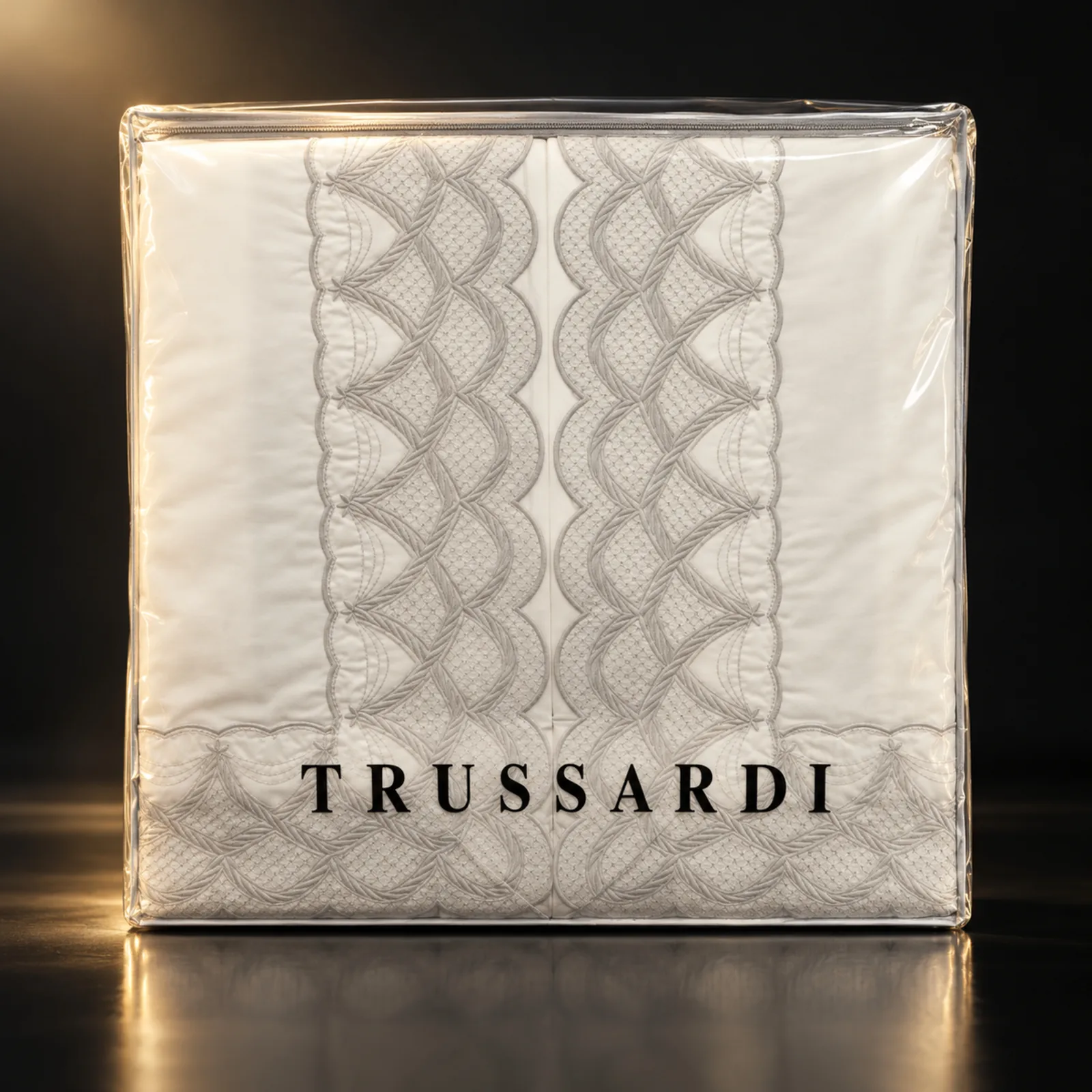 Jogo de lençol Trussardi Villaggi branco platinado king