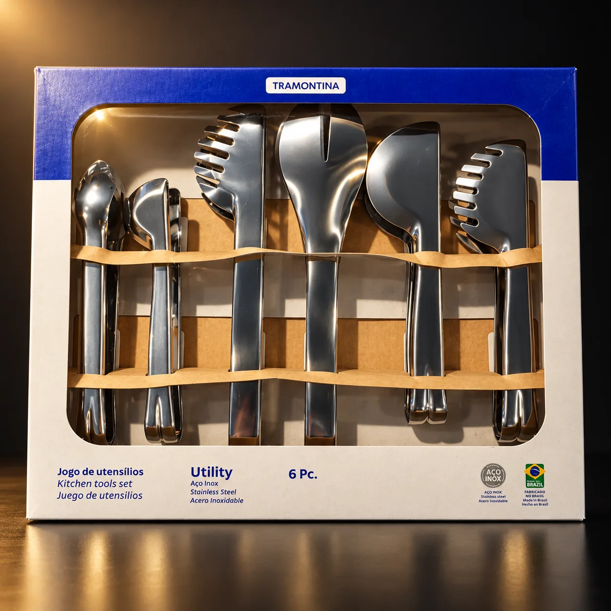 Jogo de pegadores Tramontina Utility 6 peças em aço inox
