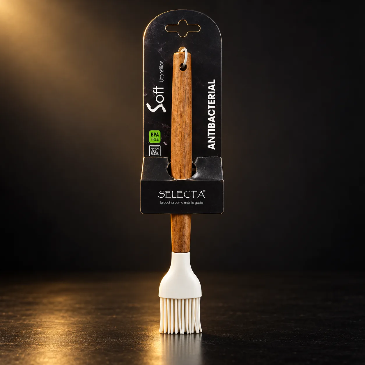 Pincel de silicone Selecta Soft cabo acácia 27 cm