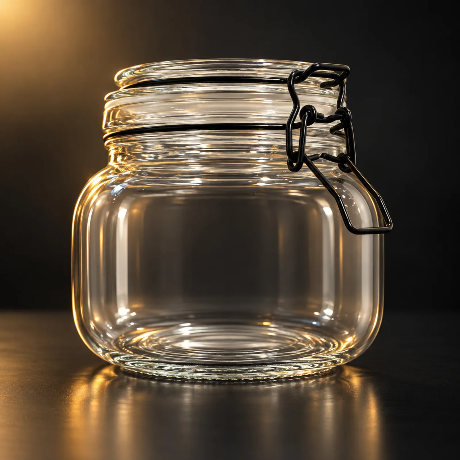 Pote hermético de vidro Selecta 750 ml, tampa detalhe preto