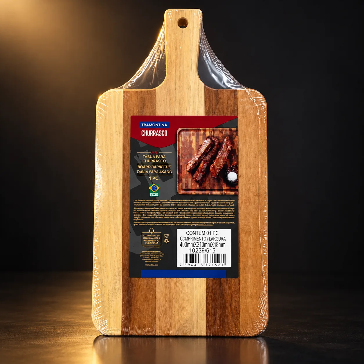 Tábua para churrasco Tramontina em teca 40 x 21 cm