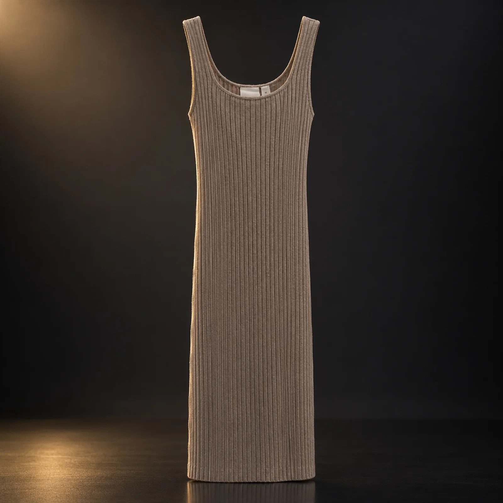 Vestido CK feminino tricô reto midi havana M