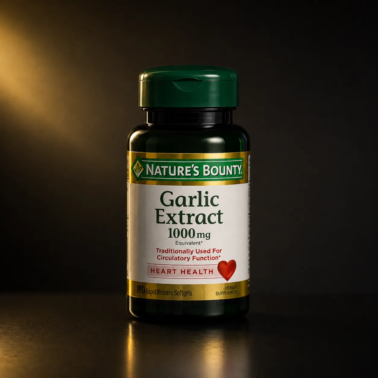 Alho Extrato Inodoro (Odor Less Garlic) 1000mg Nature's Bounty 100 Cápsulas Softgel