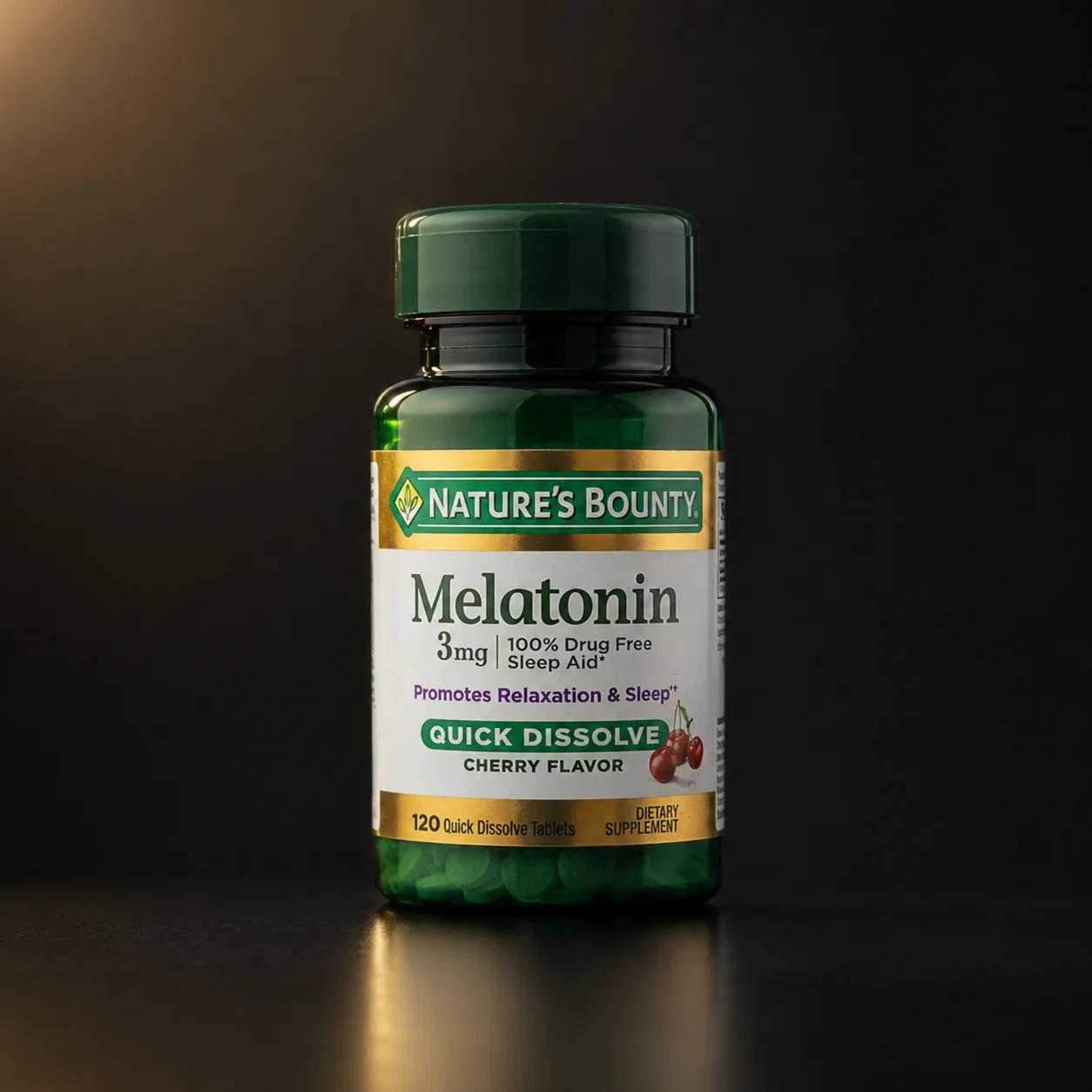 Melatonina 3mg Nature's Bounty Quick Dissolve Sabor Cereja 120 Comprimidos