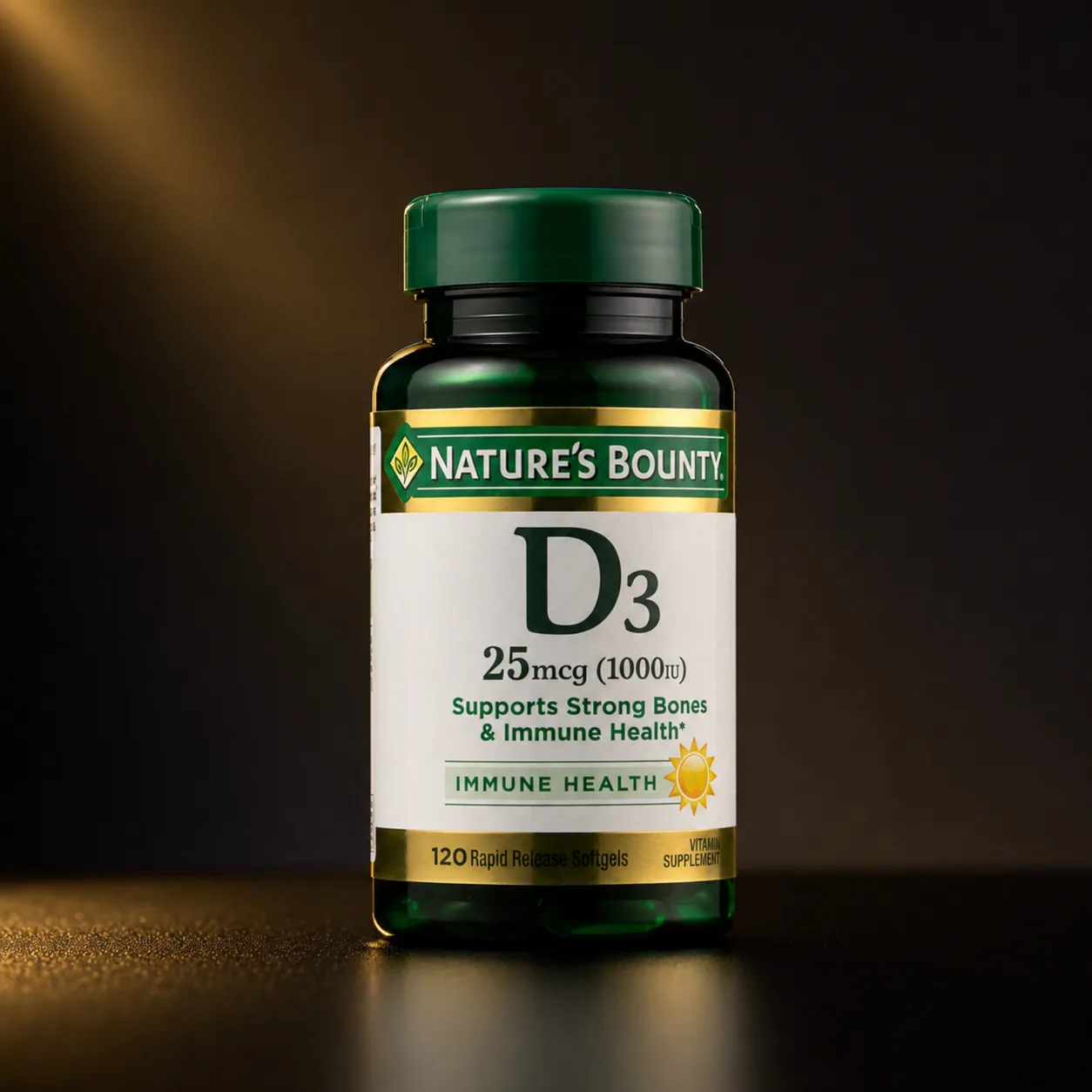 Vitamina D3 25mcg (1000 UI) Nature's Bounty 120 Cápsulas Softgel