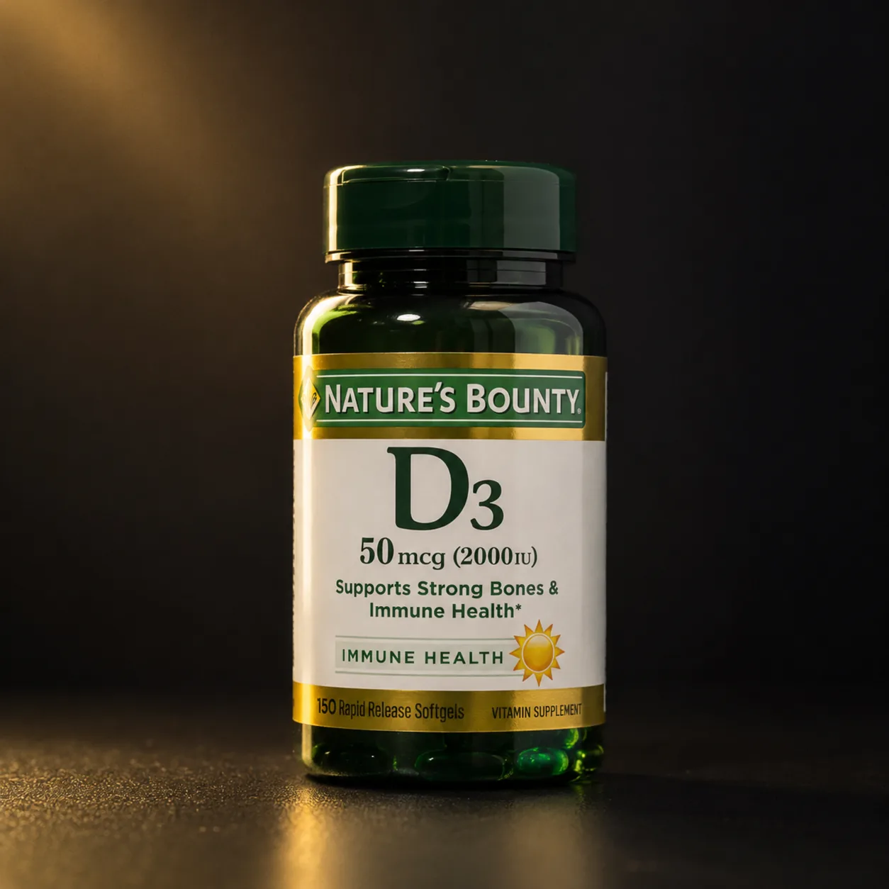 Vitamina D3 50mcg (2000 UI) Nature's Bounty 150 Cápsulas Softgel