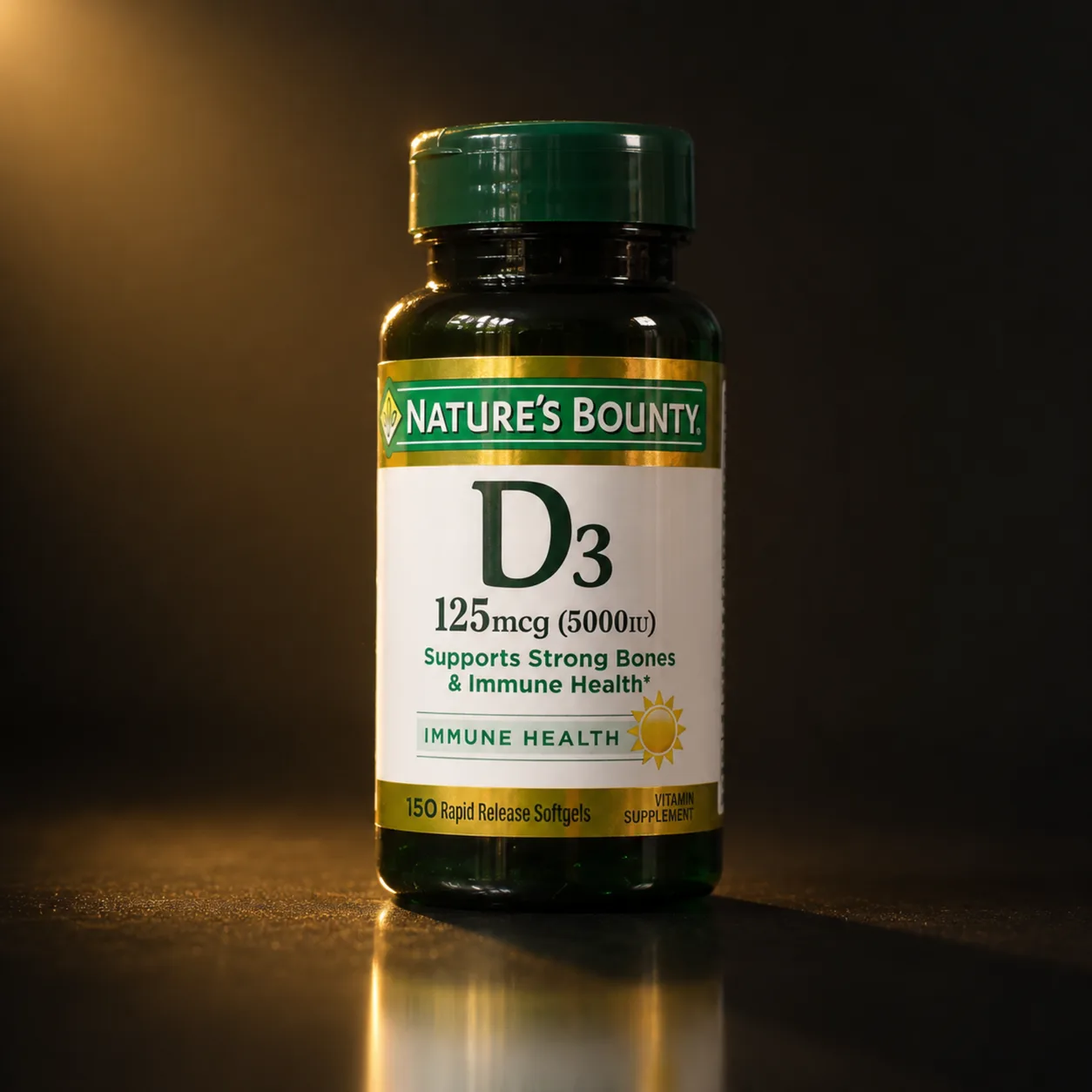 Vitamina D3 125mcg (5000 UI) Nature's Bounty 150 Cápsulas Softgel
